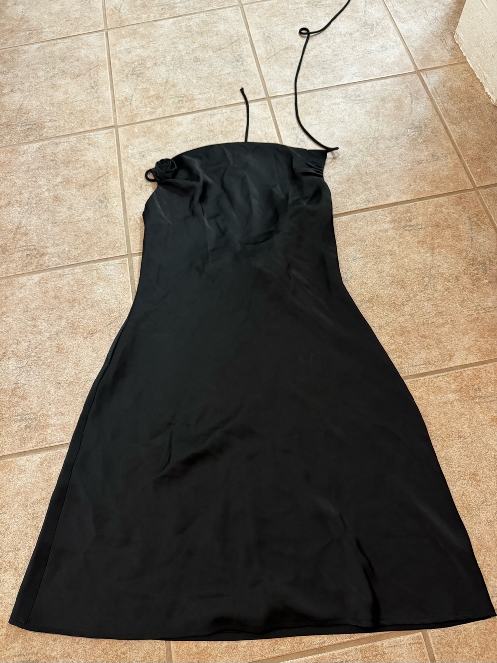 H&M Black Strapless Slip Dress with Thin Ties